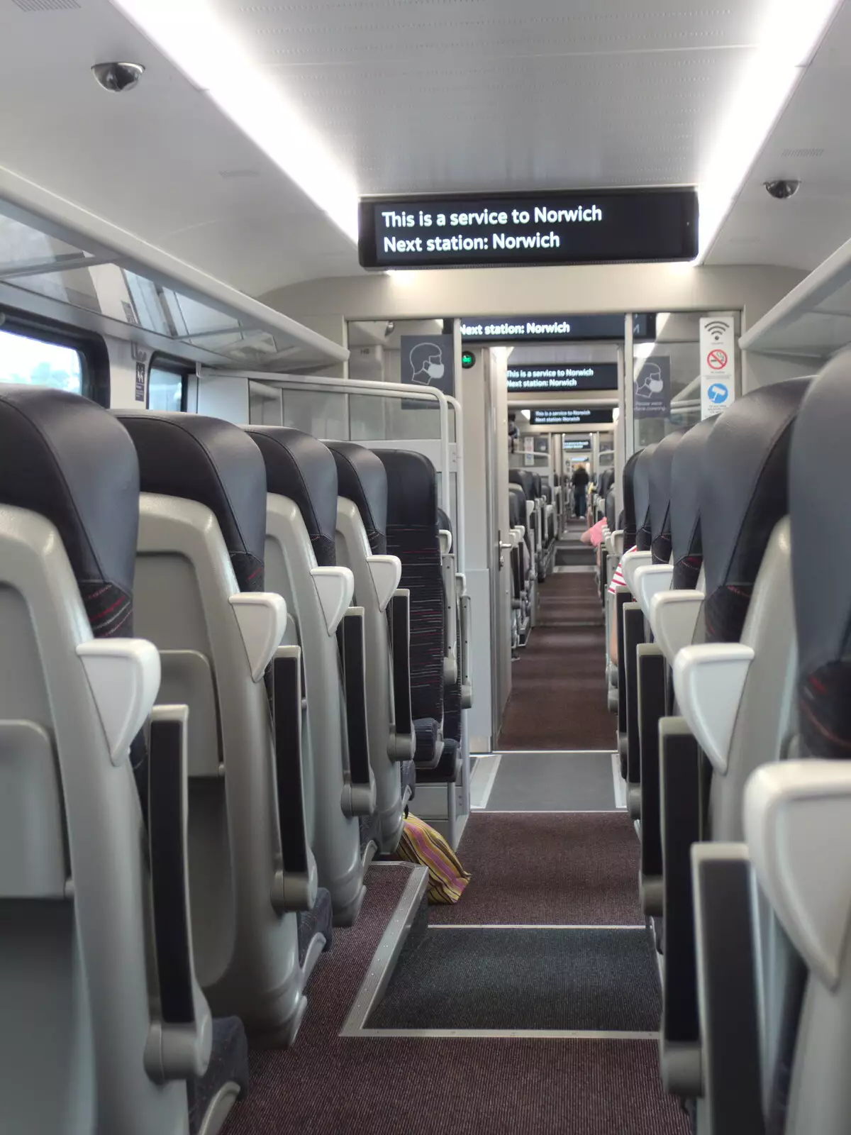 Looking down the length of the train, from Head Out Not Home: A Music Day, Norwich, Norfolk - 22nd August 2021