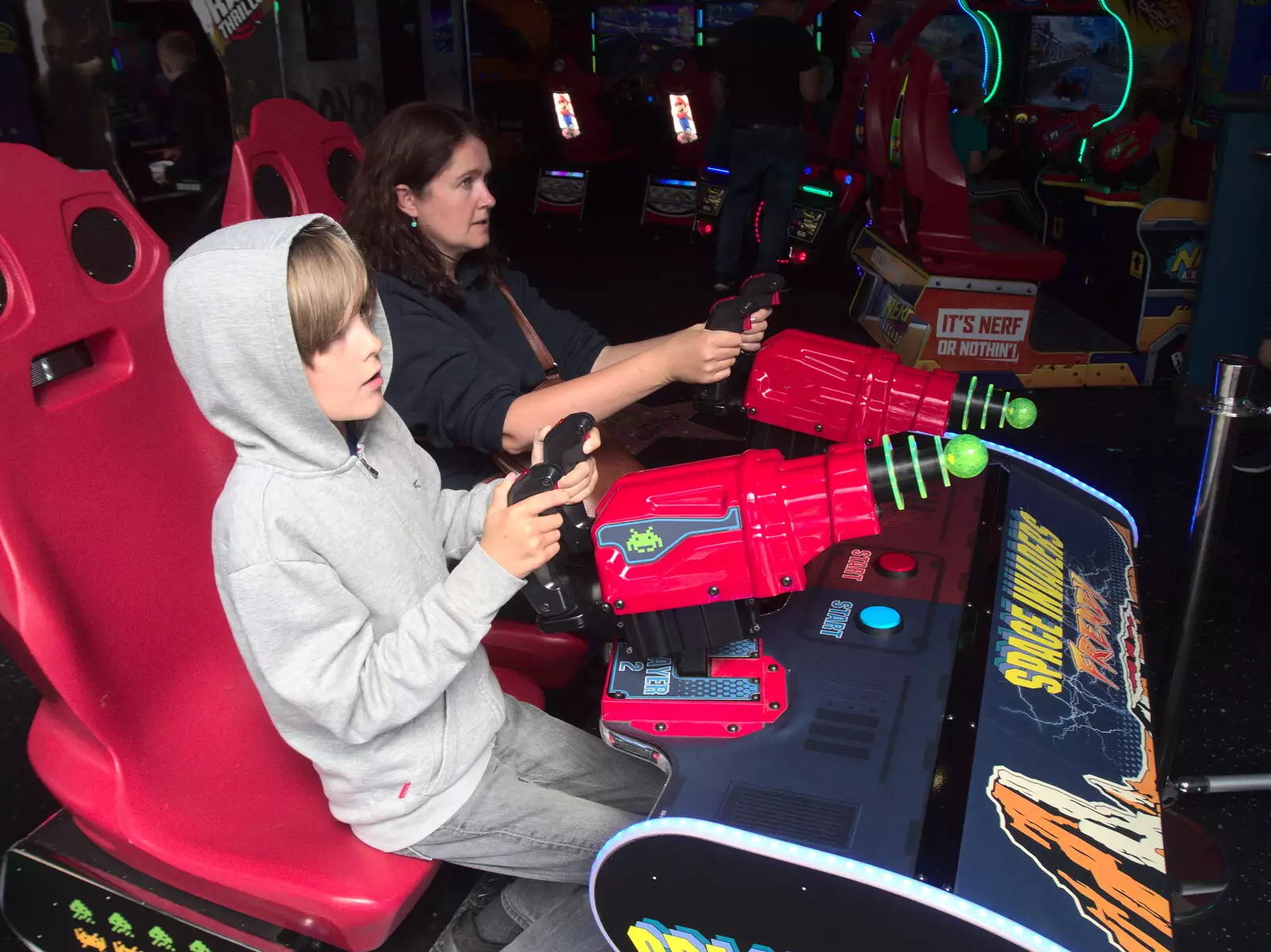 Harry and Isobel play Space Invaders, from Head Out Not Home: A Music Day, Norwich, Norfolk - 22nd August 2021