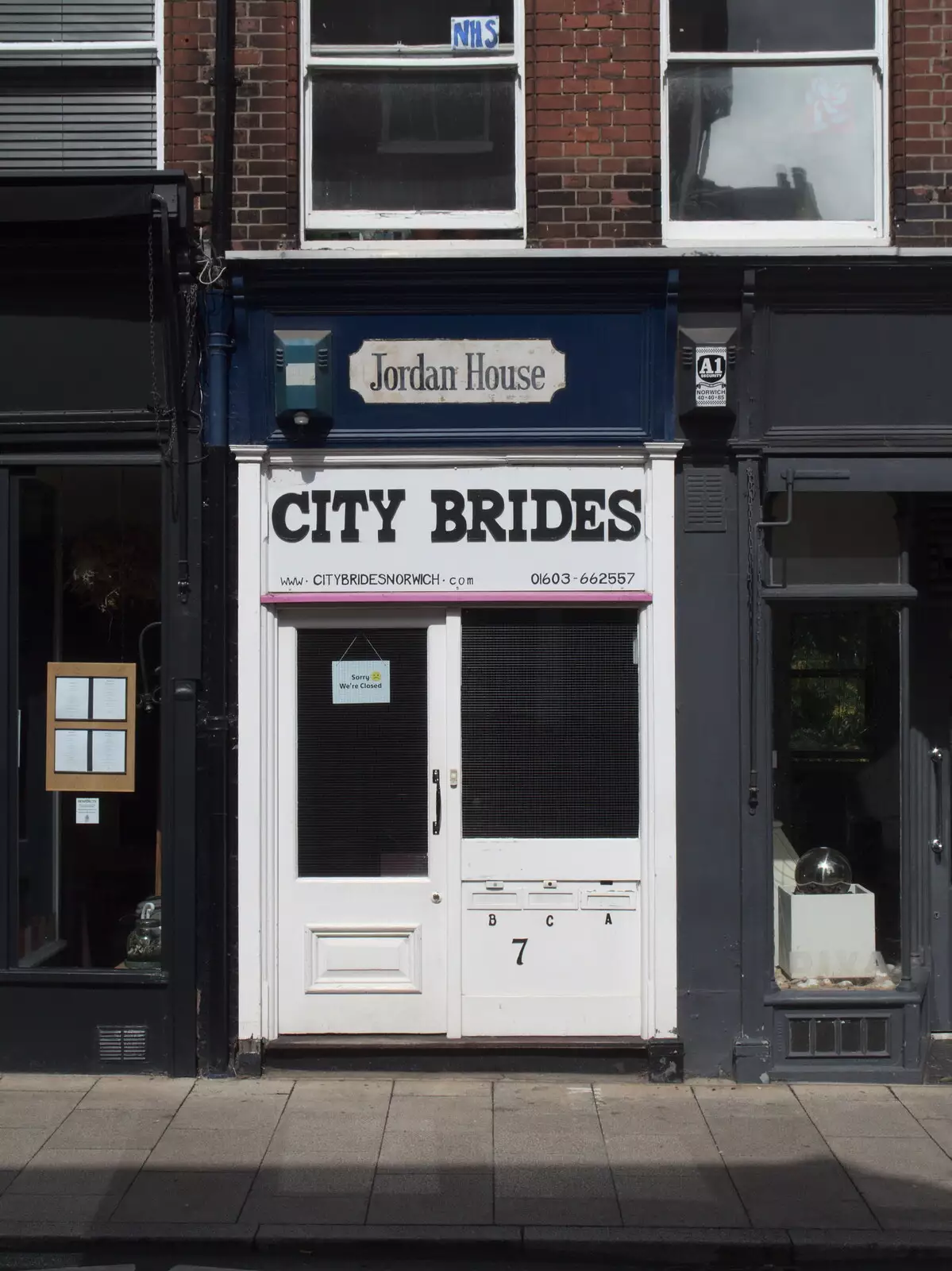 Nosher's old Jordan House sign is still there, from Head Out Not Home: A Music Day, Norwich, Norfolk - 22nd August 2021