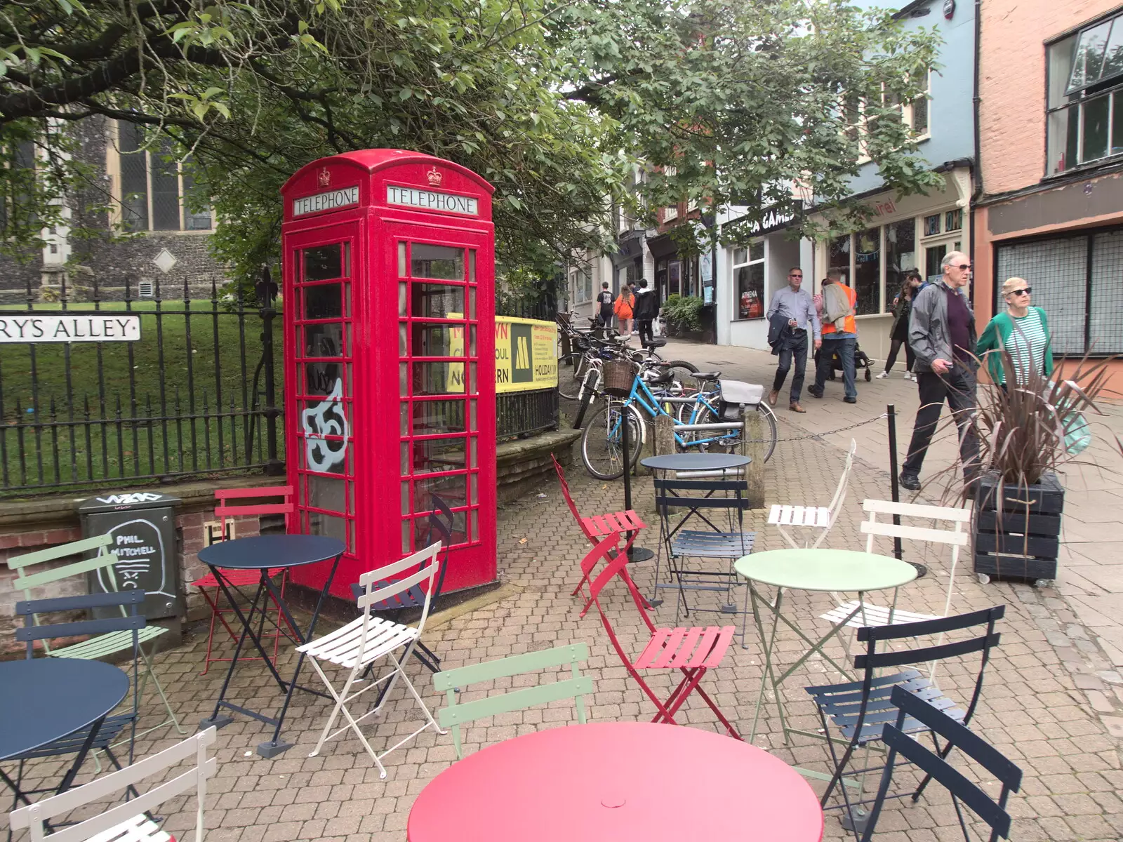 A K6 phone box of St Gregory's Alley, from Head Out Not Home: A Music Day, Norwich, Norfolk - 22nd August 2021