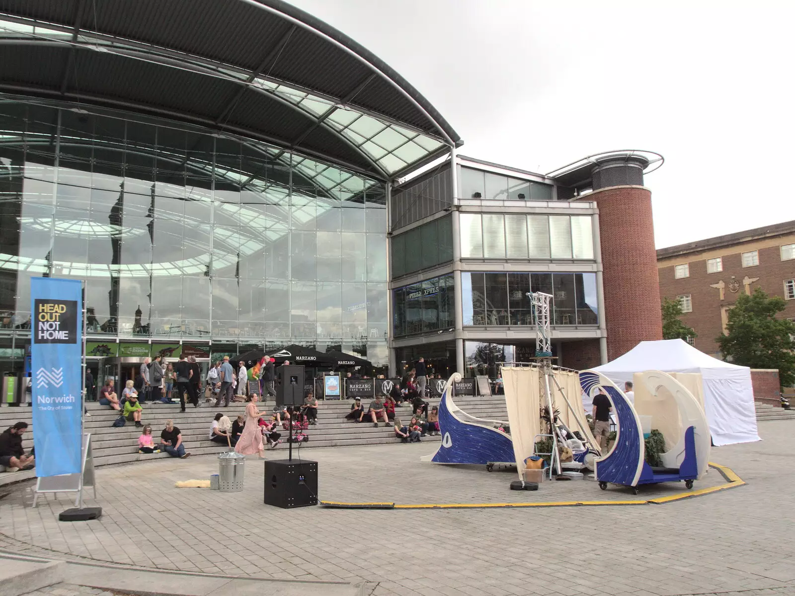 Some sort of ship outside the Forum, from Head Out Not Home: A Music Day, Norwich, Norfolk - 22nd August 2021