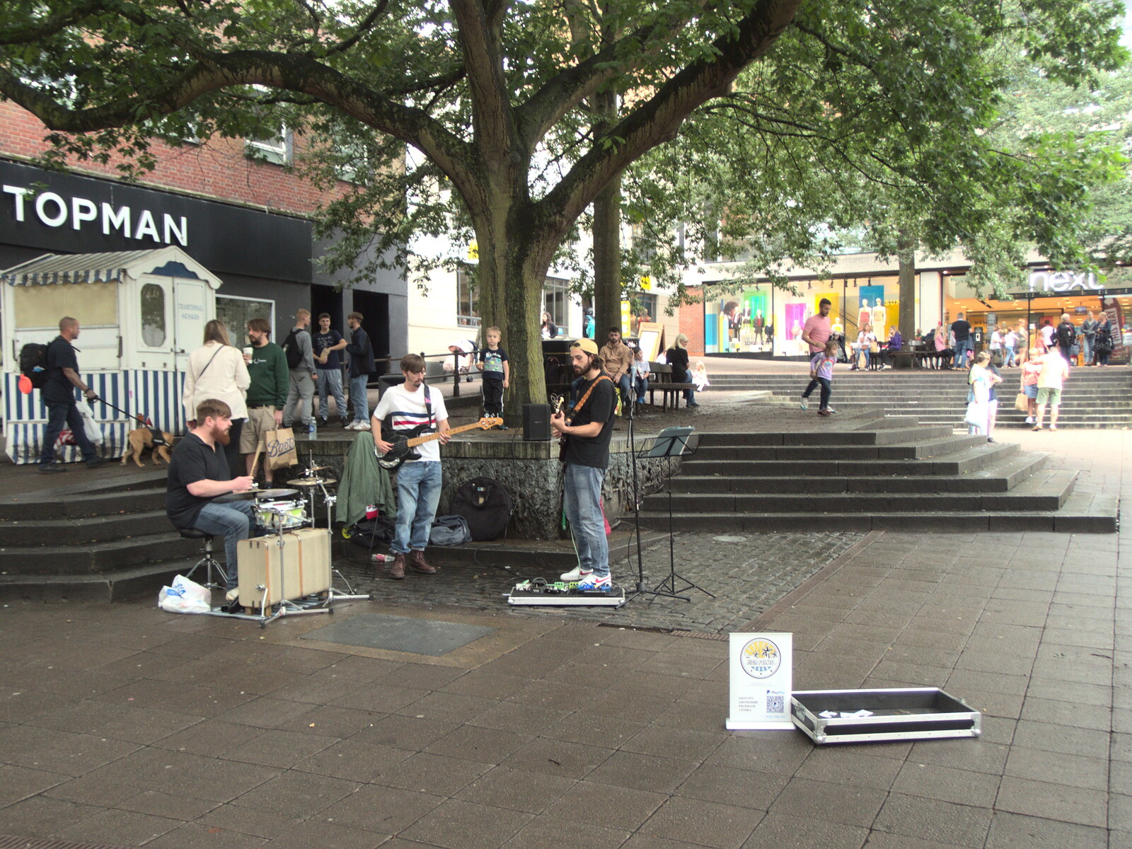 There's a band playing on the Haymarket from Head Out Not Home: A Music Day, Norwich, Norfolk - 22nd August 2021