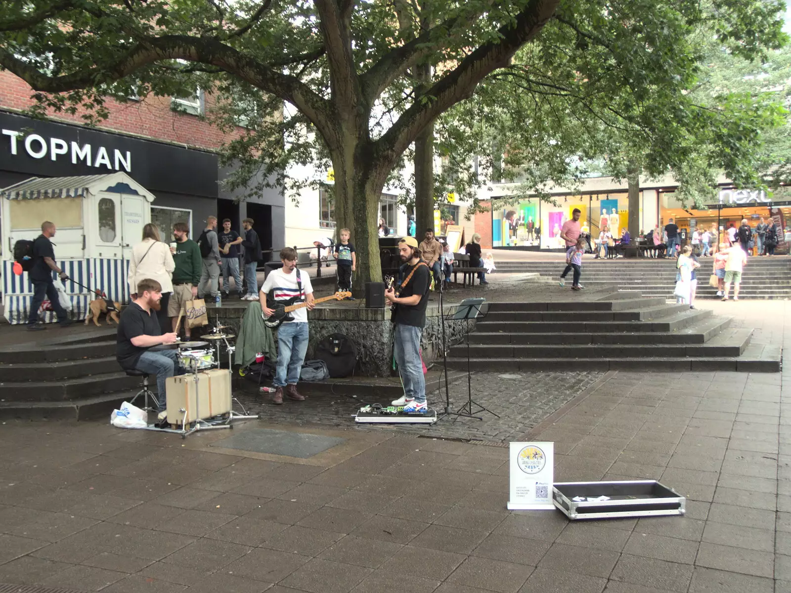 There's a band playing on the Haymarket, from Head Out Not Home: A Music Day, Norwich, Norfolk - 22nd August 2021