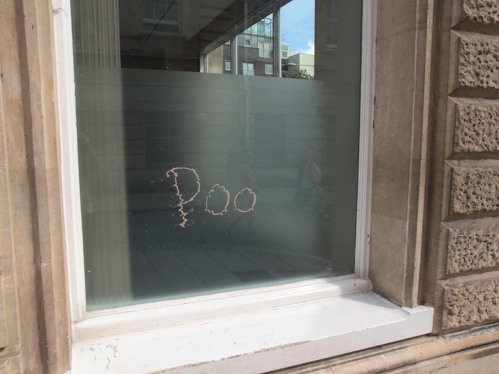 The word Poo, mysteriously written on a window from Head Out Not Home: A Music Day, Norwich, Norfolk - 22nd August 2021