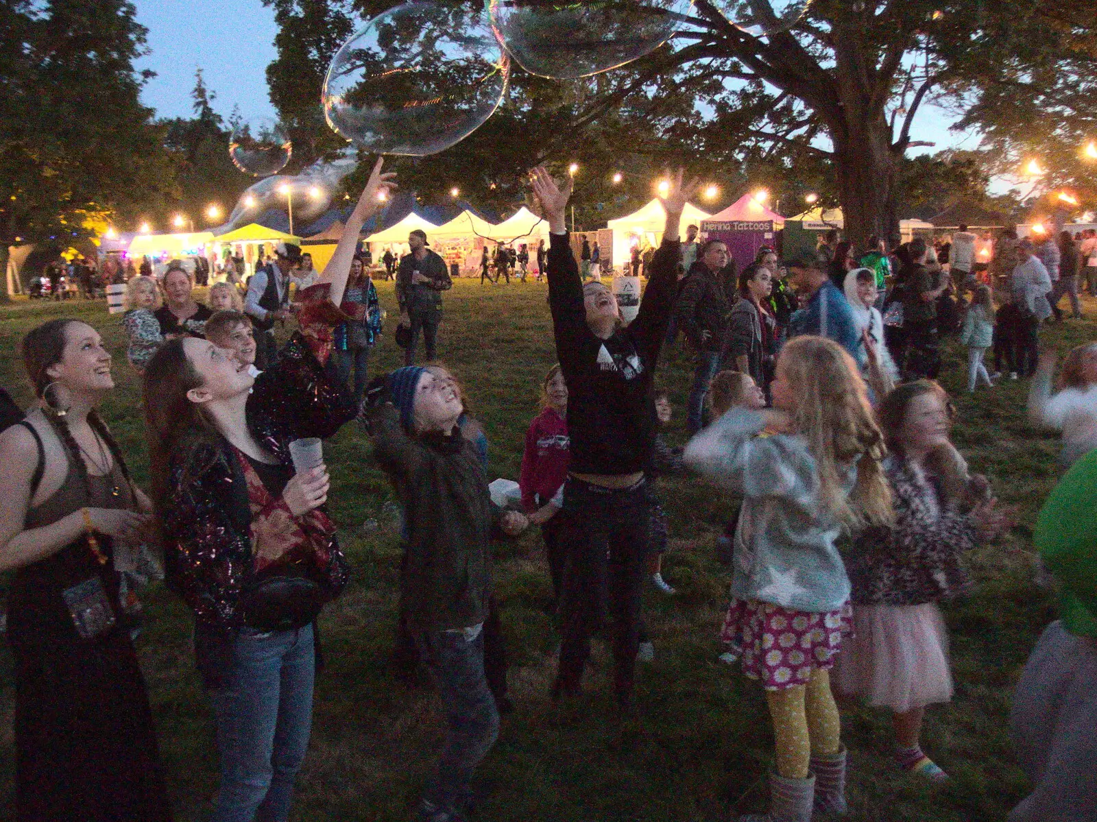 Bubble action, from Maui Waui Festival, Hill Farm, Gressenhall, Norfolk - 28th August 2021