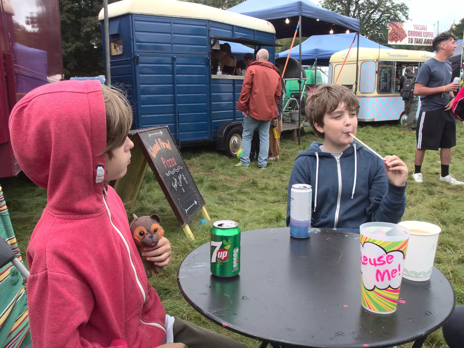 Time for a drink, from Maui Waui Festival, Hill Farm, Gressenhall, Norfolk - 28th August 2021