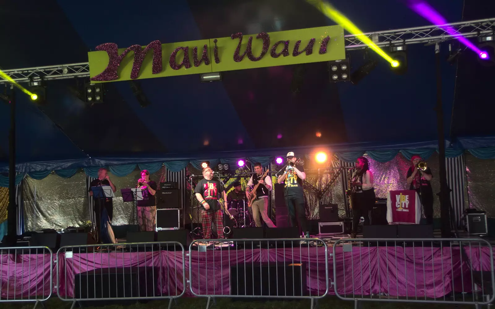 Vibe City Brass Band do a sound check, from Maui Waui Festival, Hill Farm, Gressenhall, Norfolk - 28th August 2021