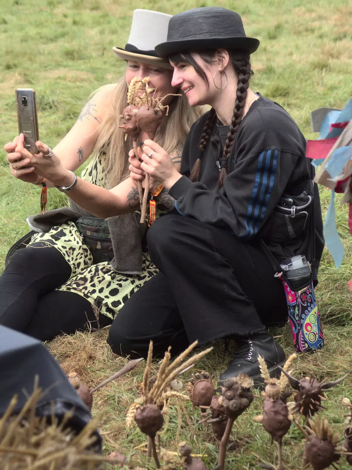 A selfie of the shrunken head workshop, from Maui Waui Festival, Hill Farm, Gressenhall, Norfolk - 28th August 2021