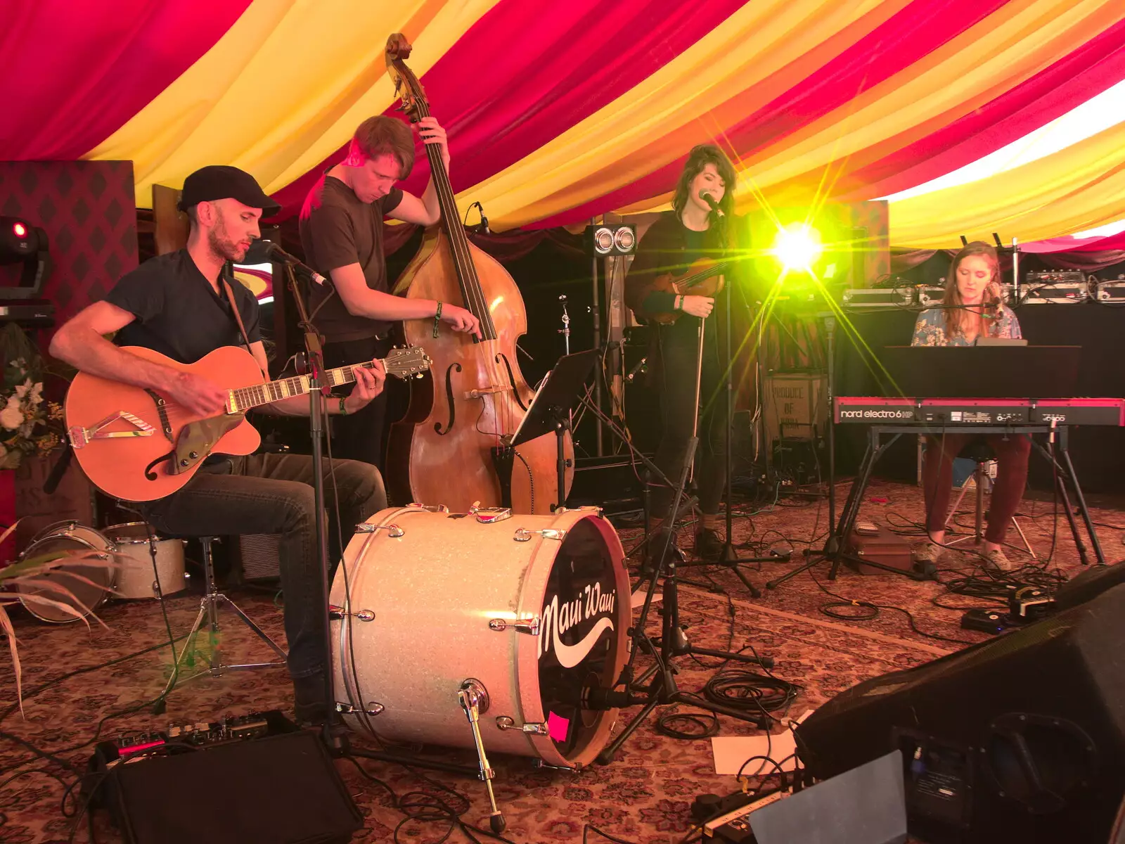 Double-bass action from Horse Puppets, from Maui Waui Festival, Hill Farm, Gressenhall, Norfolk - 28th August 2021