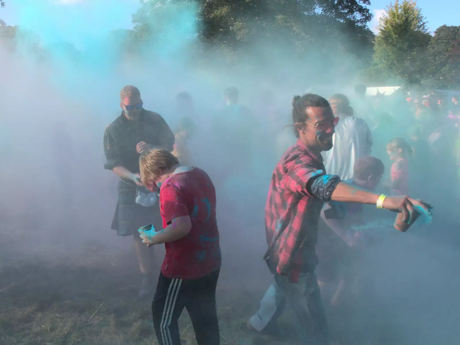 Blue paint everywhere, from Maui Waui Festival, Hill Farm, Gressenhall, Norfolk - 28th August 2021