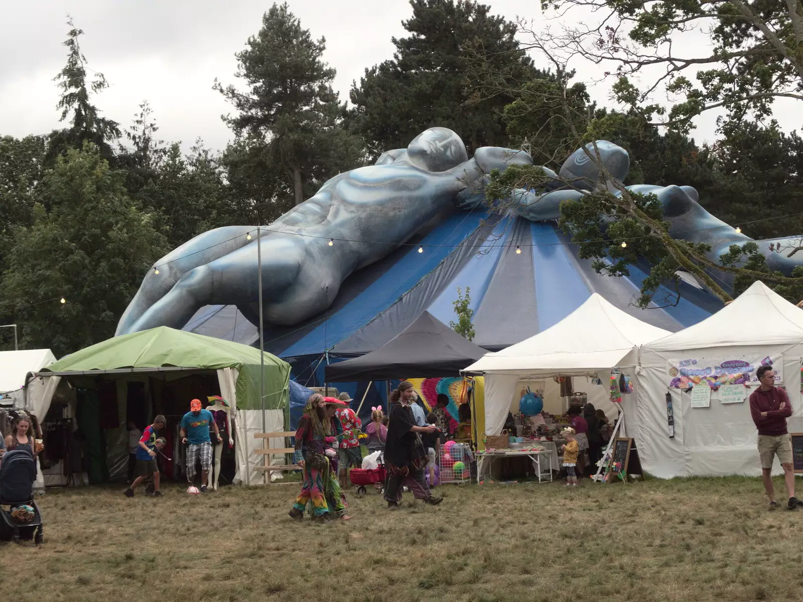 Giant statues, like Bladerunner 2059, from Maui Waui Festival, Hill Farm, Gressenhall, Norfolk - 28th August 2021