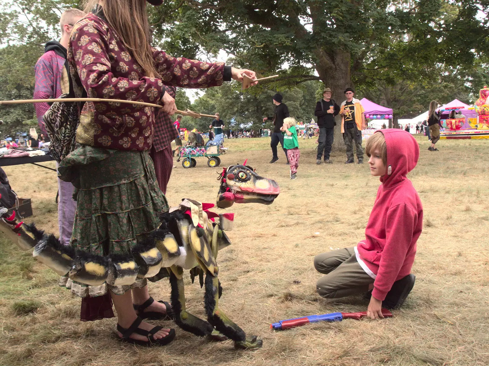 A puppet Velociraptor, from Maui Waui Festival, Hill Farm, Gressenhall, Norfolk - 28th August 2021