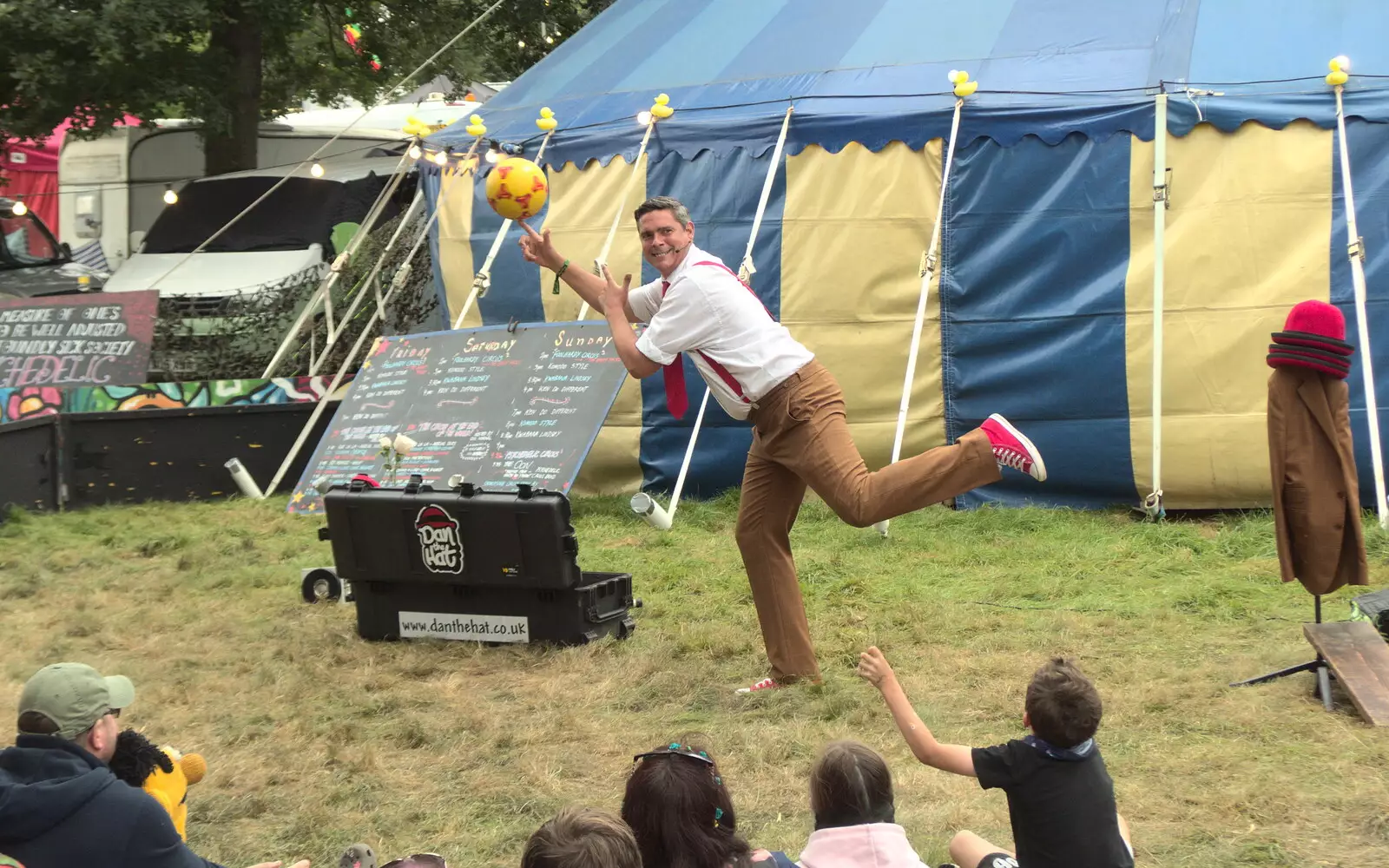 Dan the Hat does his thing, from Maui Waui Festival, Hill Farm, Gressenhall, Norfolk - 28th August 2021