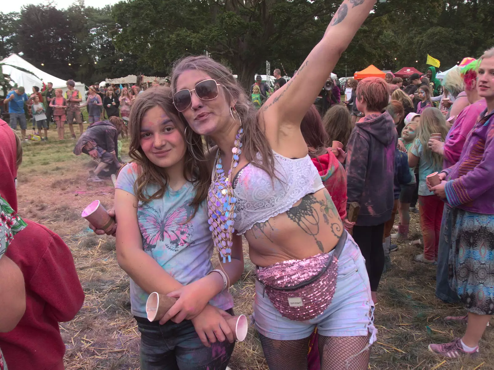 Some crazy paint fighters, from Maui Waui Festival, Hill Farm, Gressenhall, Norfolk - 28th August 2021