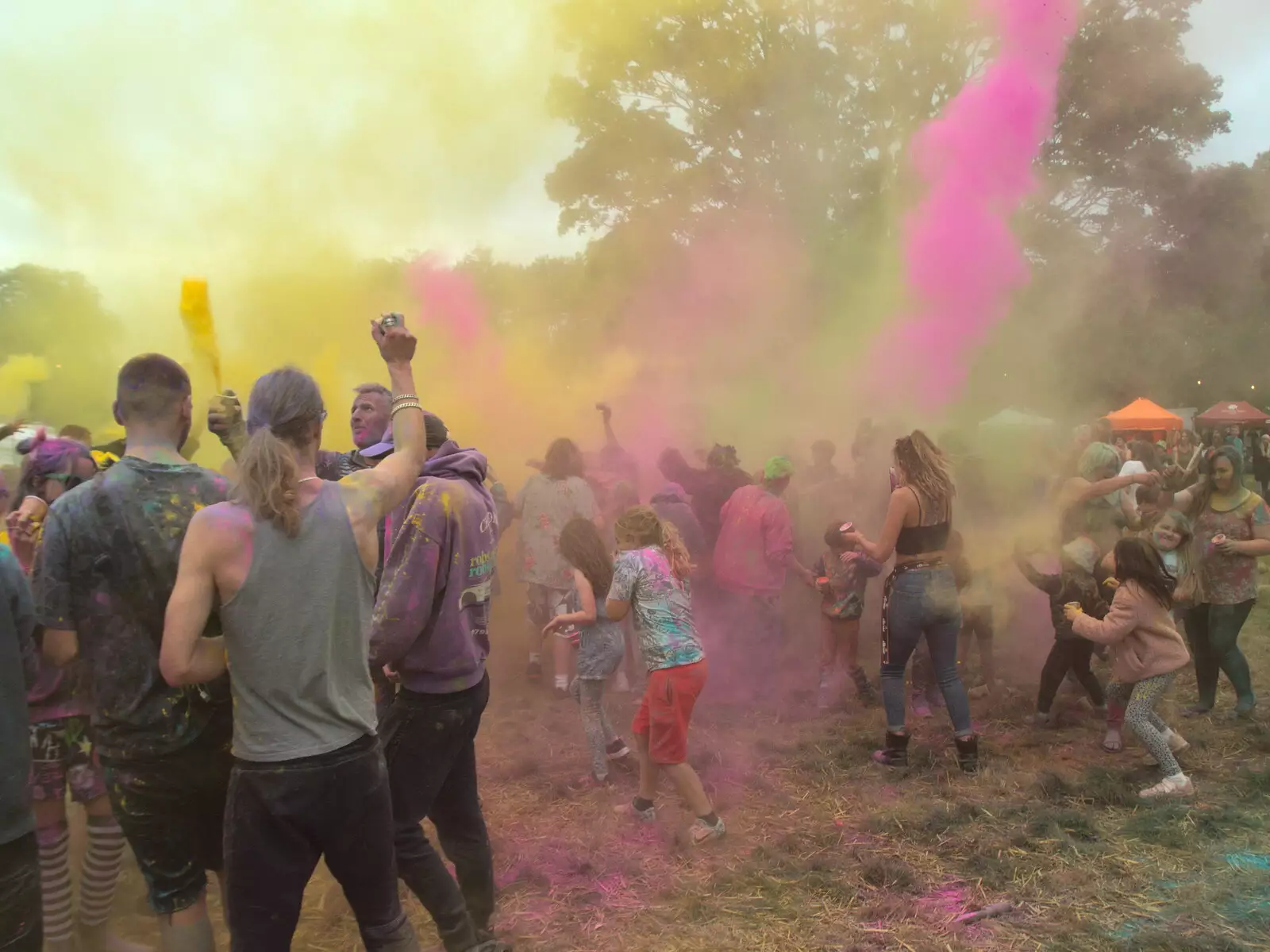 A third round explodes, from Maui Waui Festival, Hill Farm, Gressenhall, Norfolk - 28th August 2021