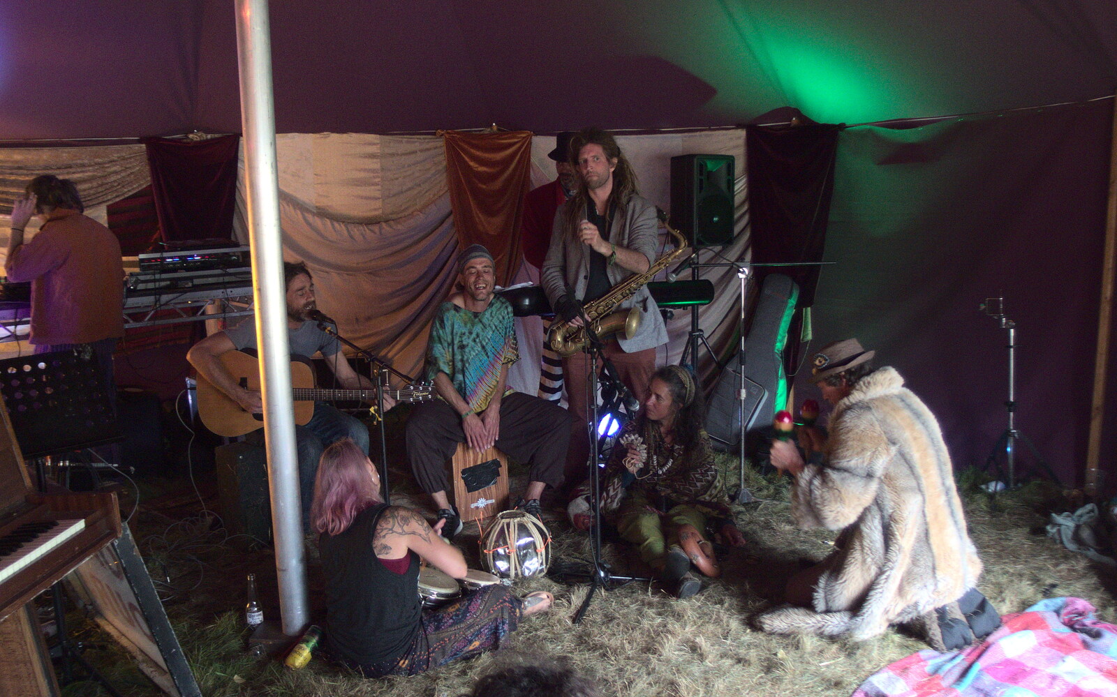 A break-out music session in the beer tent from Maui Waui Festival, Hill Farm, Gressenhall, Norfolk - 28th August 2021