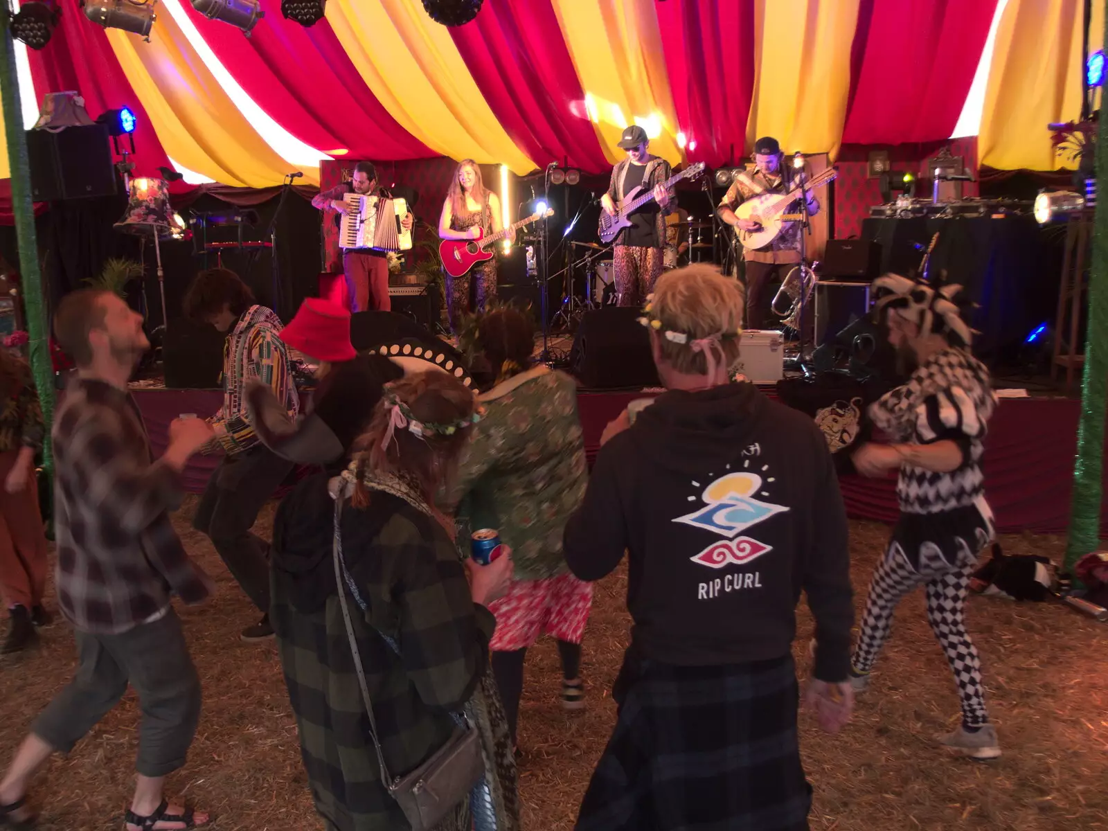 Allyson and Pete dance around, from Maui Waui Festival, Hill Farm, Gressenhall, Norfolk - 28th August 2021