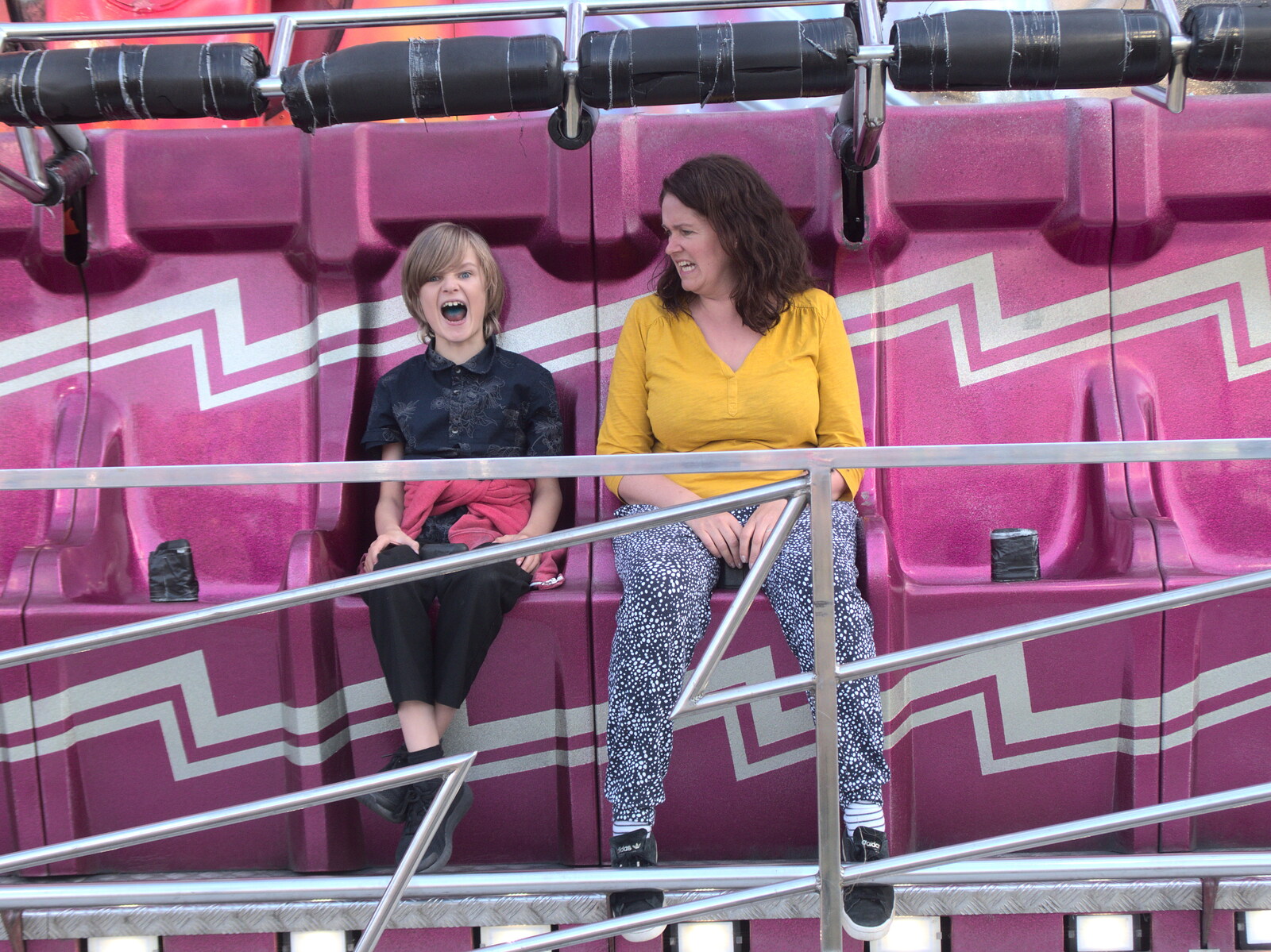 Harry and Isobel wait on the 'Eliminator' from A Few Hours at the Fair, Fair Green, Diss, Norfolk - 5th September 2021