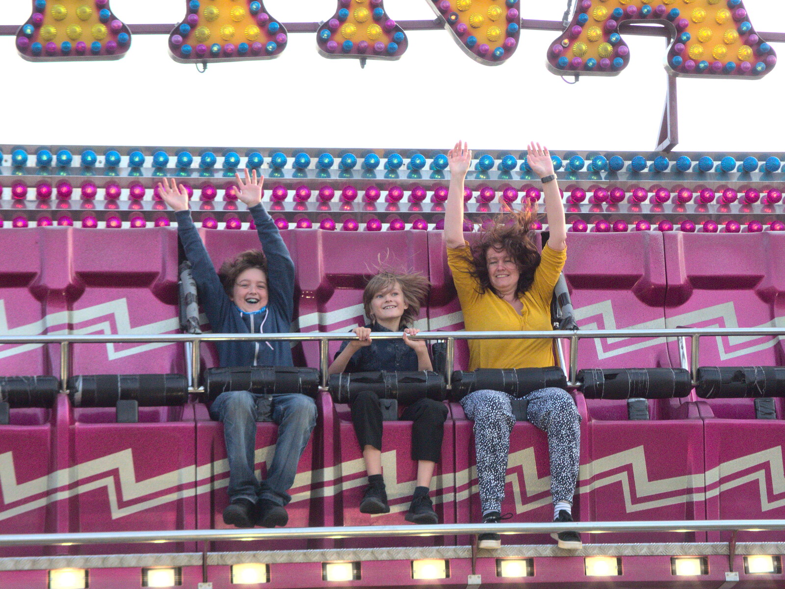 There's a hands-in-the-air moment from A Few Hours at the Fair, Fair Green, Diss, Norfolk - 5th September 2021