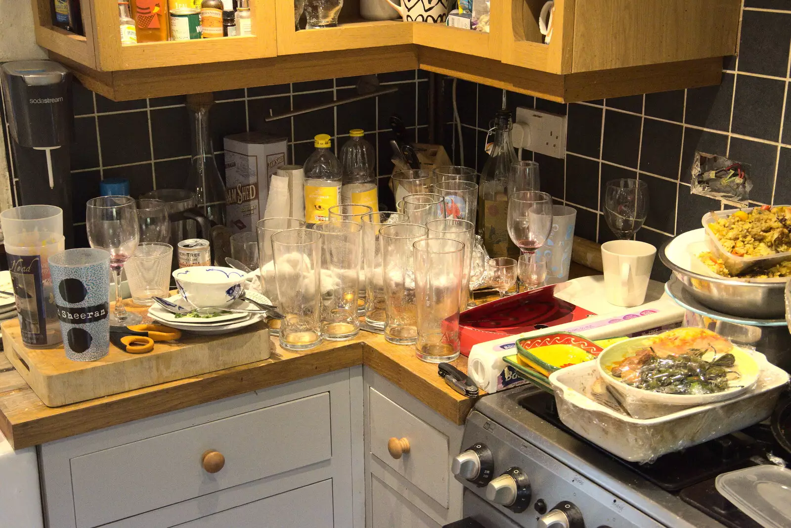 There's a big pile of glasses, from A Summer Party and an Airfield Walk with Clive, Brome, Suffolk - 11th September 2021
