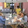 The boys do breakfast on the patio, A Summer Party and an Airfield Walk with Clive, Brome, Suffolk - 11th September 2021