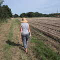 Isobel heads off round the fields, A Summer Party and an Airfield Walk with Clive, Brome, Suffolk - 11th September 2021