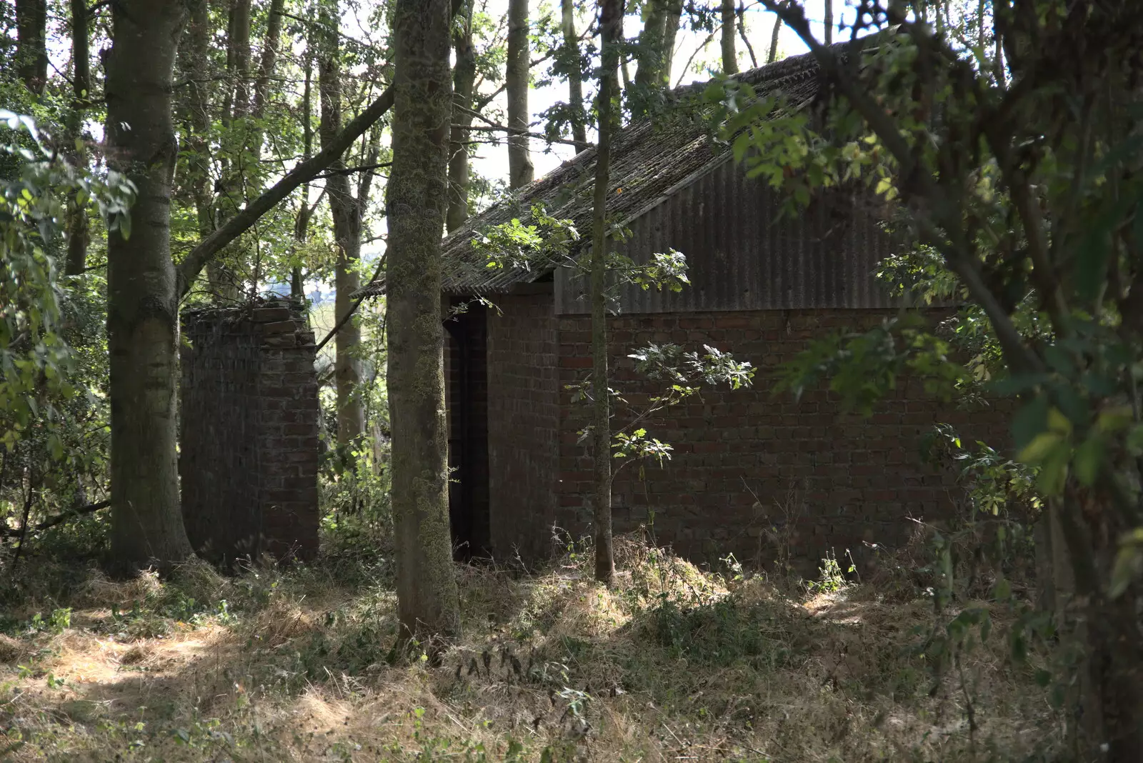 An old airfield building with a blast wall, from A Summer Party and an Airfield Walk with Clive, Brome, Suffolk - 11th September 2021