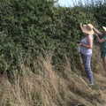 Isobel and Suzanne pick blackberries, A Summer Party and an Airfield Walk with Clive, Brome, Suffolk - 11th September 2021