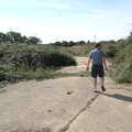 Clive checks out where one of the mess halls was, A Summer Party and an Airfield Walk with Clive, Brome, Suffolk - 11th September 2021