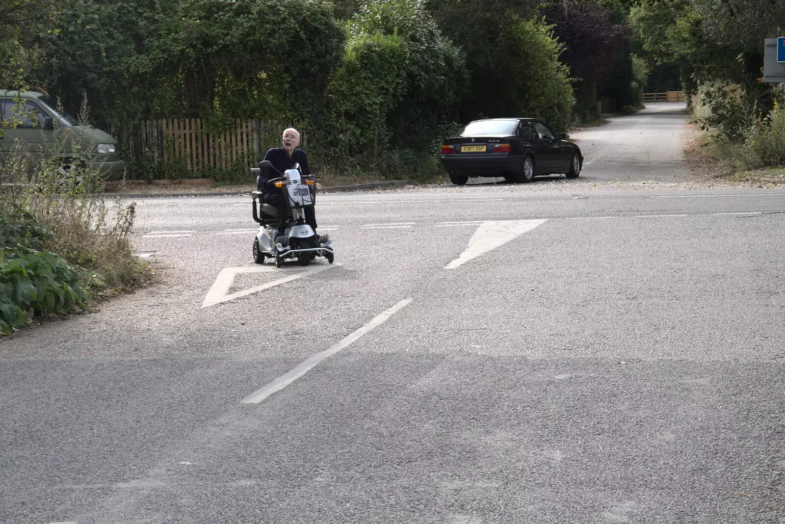 Grandad's driven his scotter all the way from Eye, from A Summer Party and an Airfield Walk with Clive, Brome, Suffolk - 11th September 2021