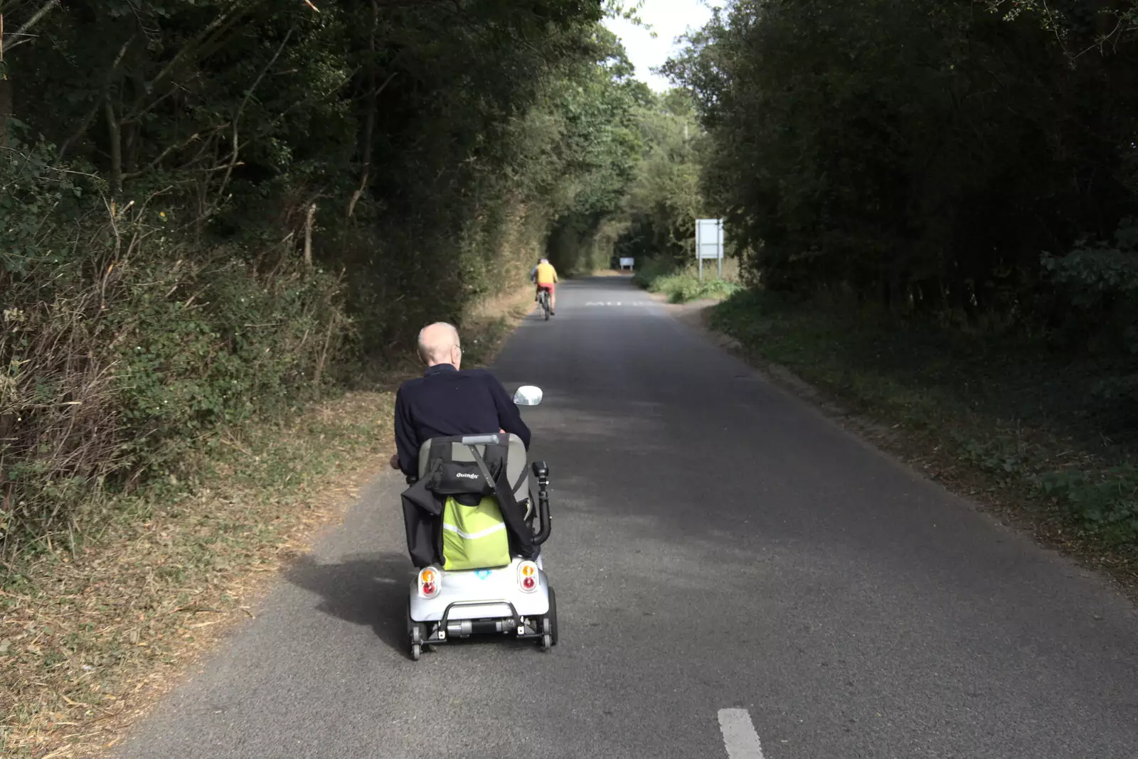 Grandad heads off up the road, from A Summer Party and an Airfield Walk with Clive, Brome, Suffolk - 11th September 2021