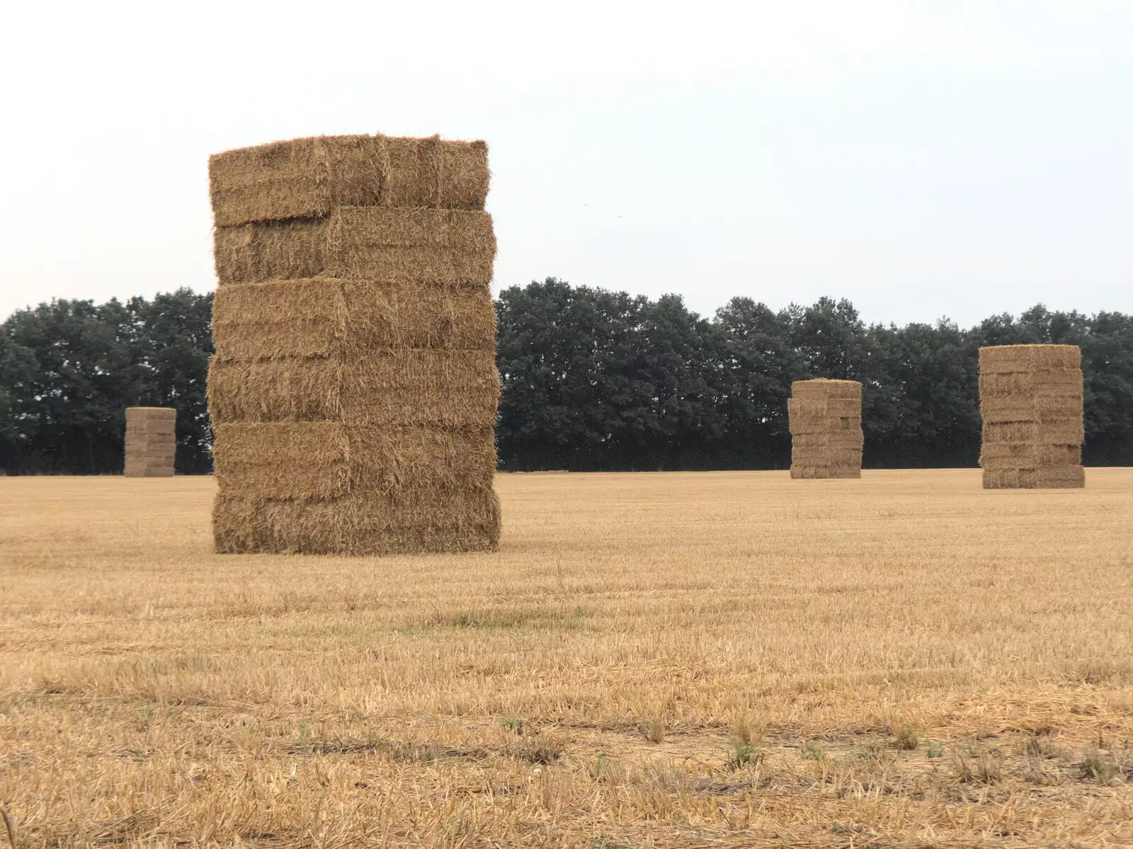 Piles of hay bales out at Thrandeston, from The Brome and Oakley Fête, Oakley Hall, Suffolk - 19th September 2021