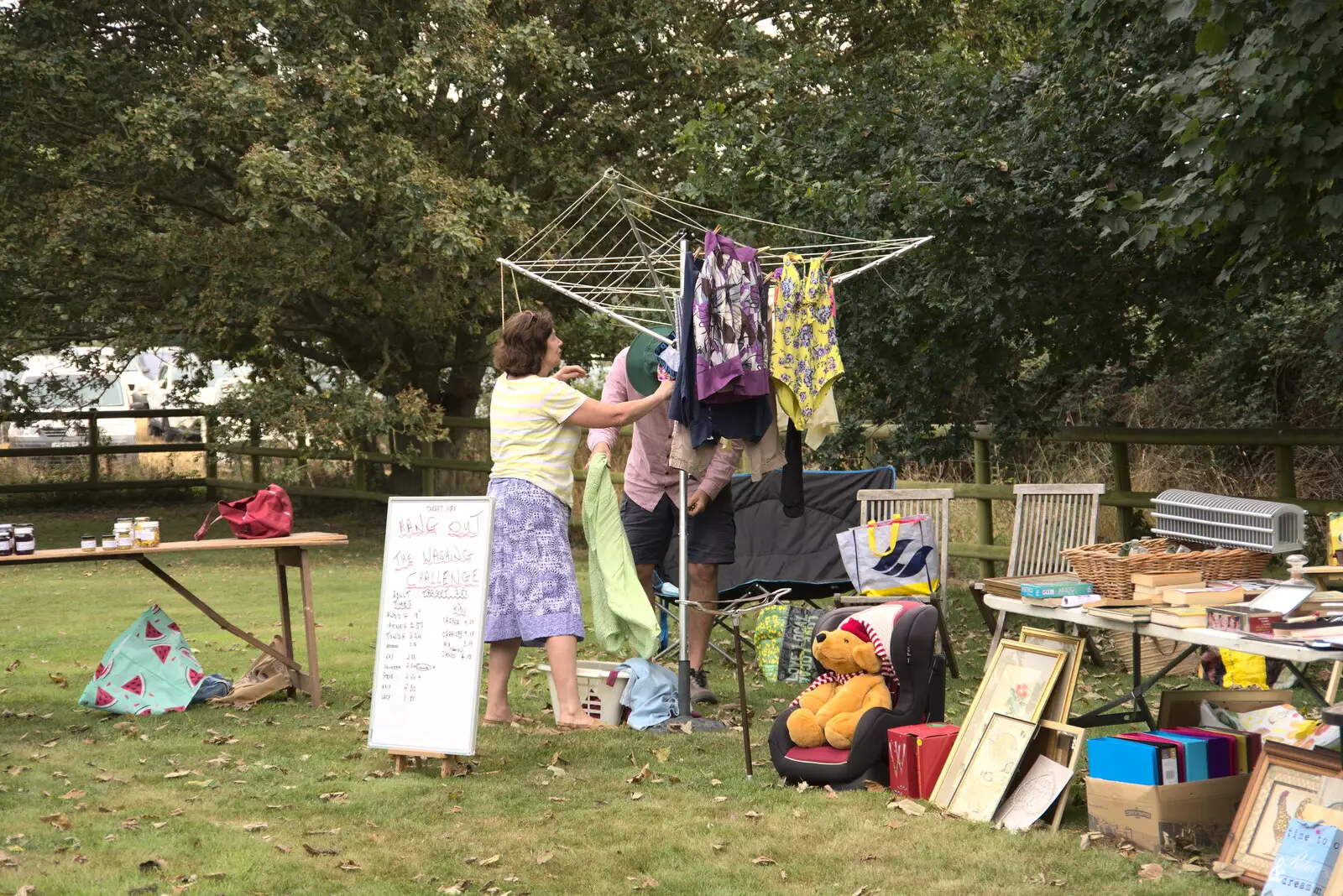 There's a washing-line challenge, from The Brome and Oakley Fête, Oakley Hall, Suffolk - 19th September 2021