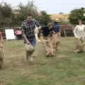 The adults' sack race occurs, The Brome and Oakley Fête, Oakley Hall, Suffolk - 19th September 2021