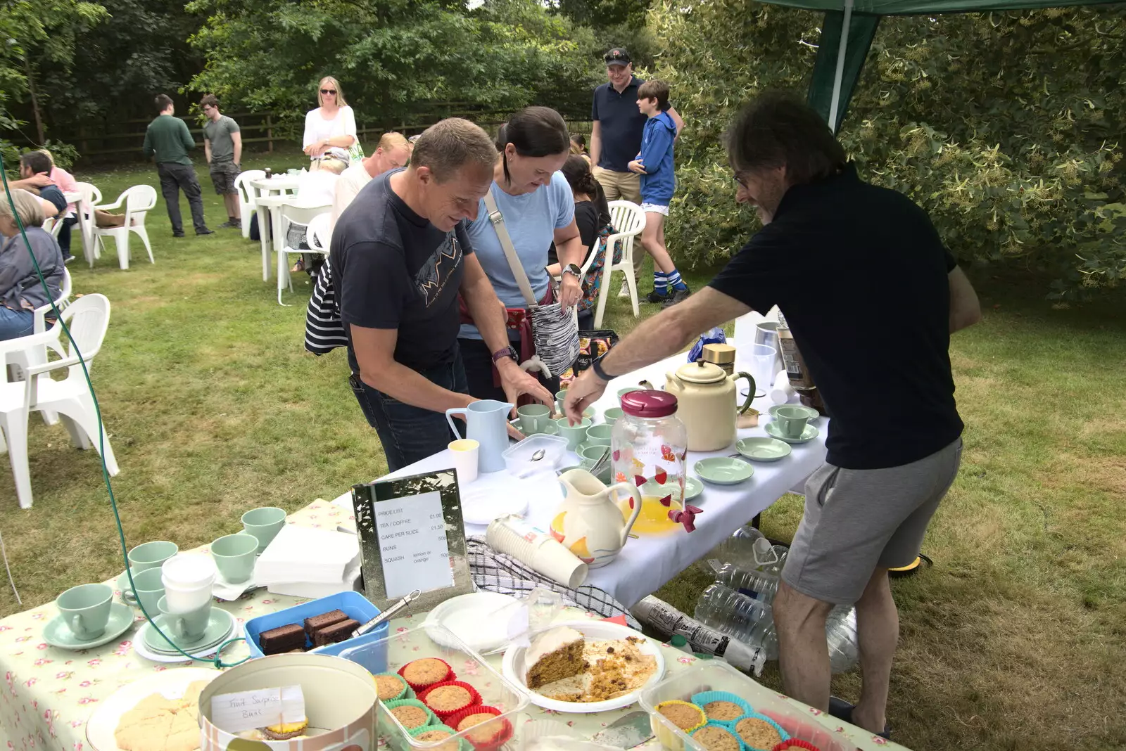 Mike gets some tea, from The Brome and Oakley Fête, Oakley Hall, Suffolk - 19th September 2021