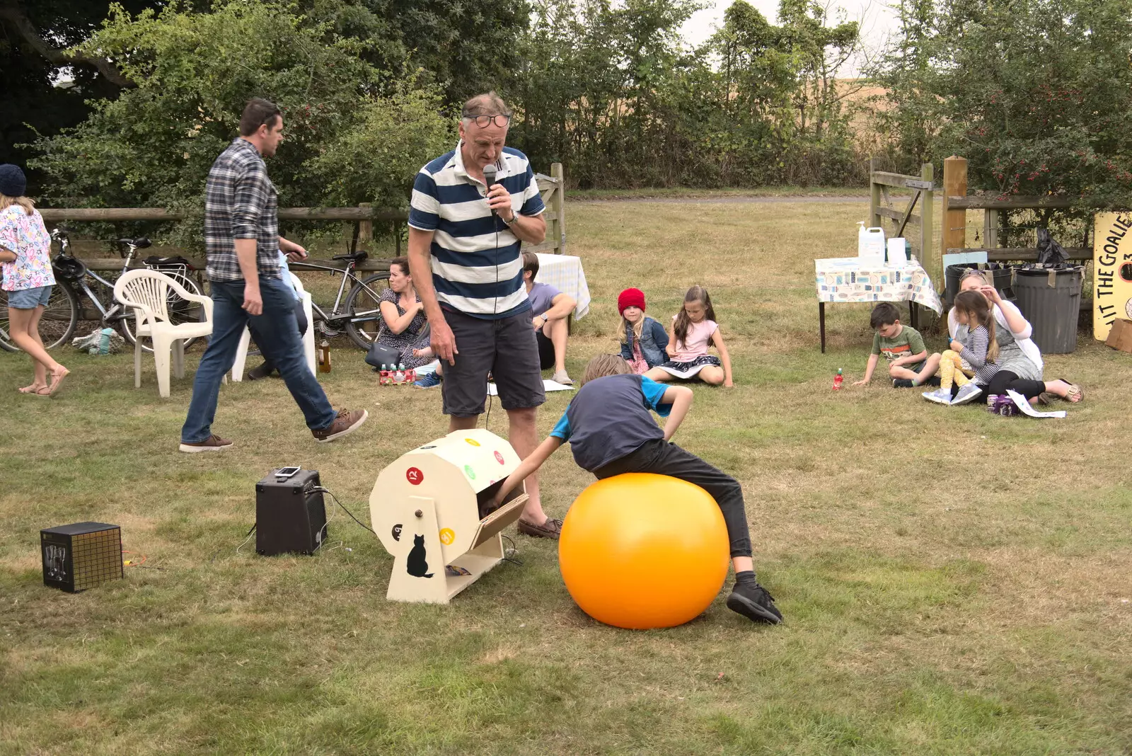 Harry bounces over to draw a ticket in the raffle, from The Brome and Oakley Fête, Oakley Hall, Suffolk - 19th September 2021