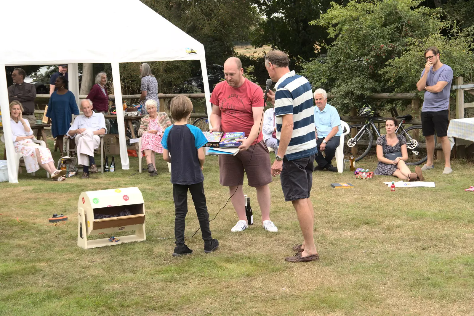 Harry wins a prize, from The Brome and Oakley Fête, Oakley Hall, Suffolk - 19th September 2021