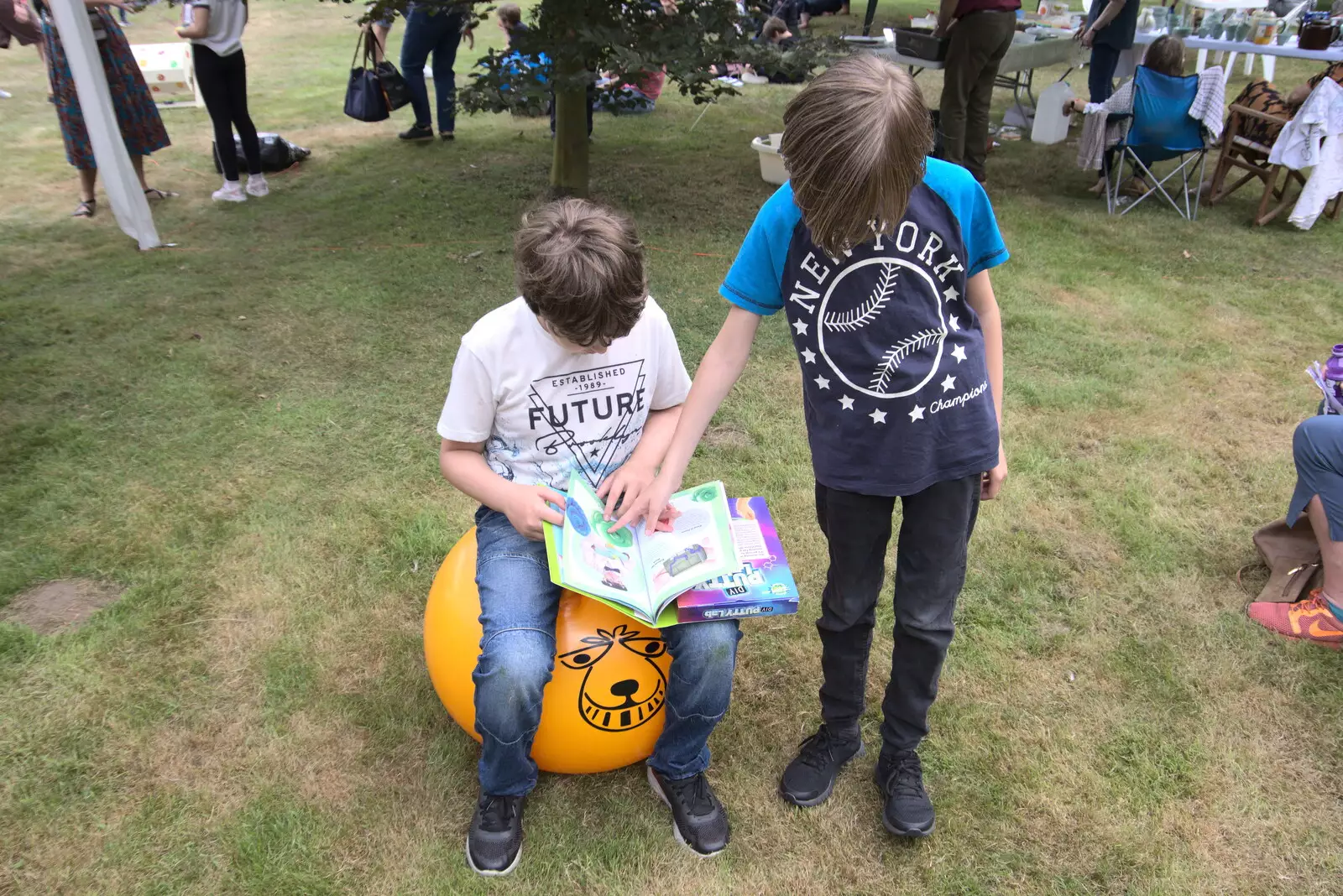 Fred has a go on the space hopper, from The Brome and Oakley Fête, Oakley Hall, Suffolk - 19th September 2021