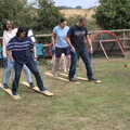 Mike does grass skiing, The Brome and Oakley Fête, Oakley Hall, Suffolk - 19th September 2021