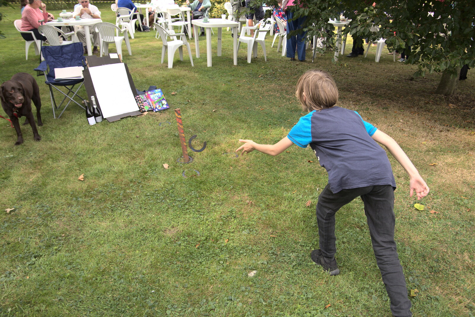Harry flings a winning quoit from The Brome and Oakley Fête, Oakley Hall, Suffolk - 19th September 2021