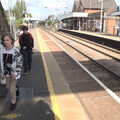 Harry and Fred on the platform at Diss, BSCC at Ampersand and Birthday Lego at Jarrold's, Norwich, Norfolk - 25th September 2021