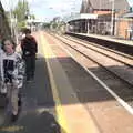 Harry and Fred on the platform at Diss, BSCC at Ampersand and Birthday Lego at Jarrold's, Norwich, Norfolk - 25th September 2021