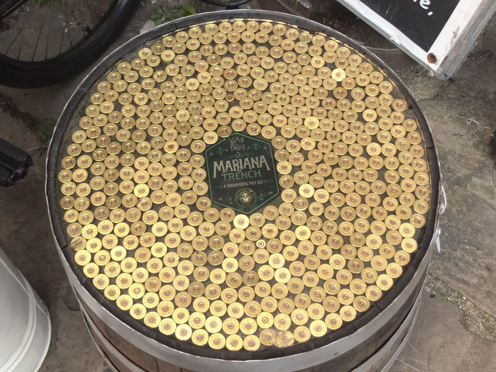 A table top made from shotgun cartridges, from BSCC at Ampersand and Birthday Lego at Jarrold's, Norwich, Norfolk - 25th September 2021