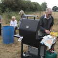 Uncle Mick's on barbeque duty, Vintage Tractor Ploughing, Thrandeston, Suffolk - 26th September 2021