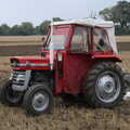 A Massey Ferguson 135 with a canvas cab, Vintage Tractor Ploughing, Thrandeston, Suffolk - 26th September 2021