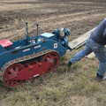 A mini Ransome's track is pull-started, Vintage Tractor Ploughing, Thrandeston, Suffolk - 26th September 2021