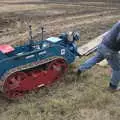 A mini Ransome's track is pull-started, Vintage Tractor Ploughing, Thrandeston, Suffolk - 26th September 2021