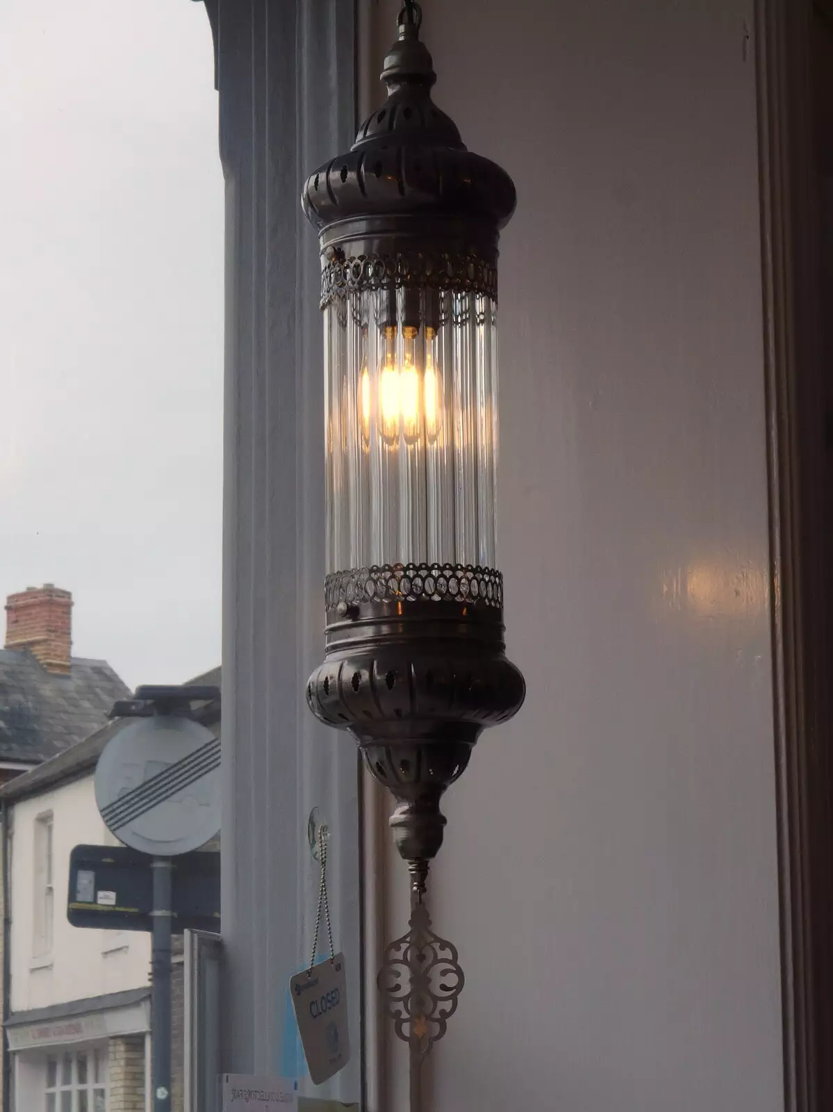 A funky light in Caféye, from Sunday Lunch at the Village Hall, Brome, Suffolk - 10th October 2021