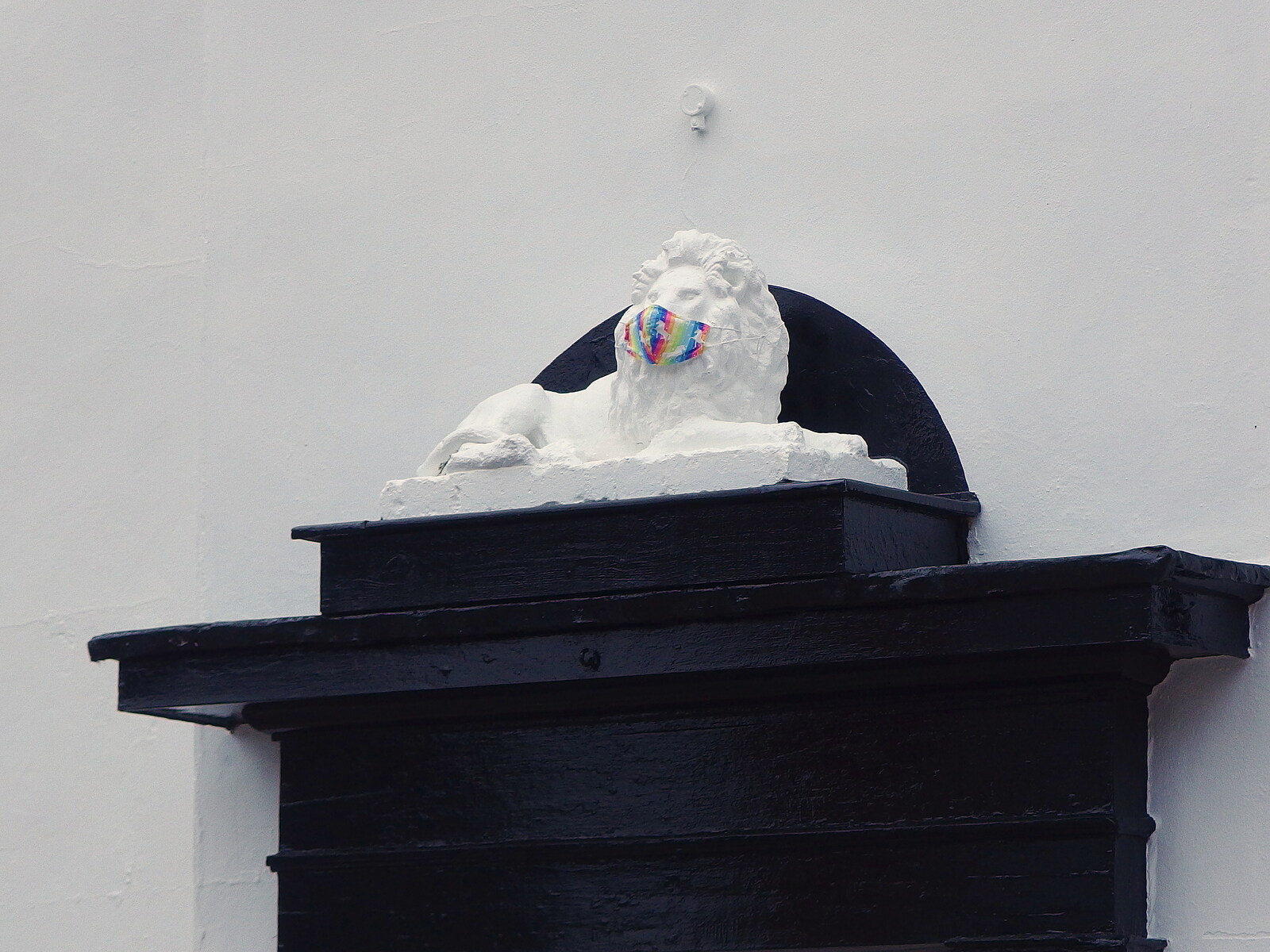 The White Lion in Eye has a mask on from Sunday Lunch at the Village Hall, Brome, Suffolk - 10th October 2021