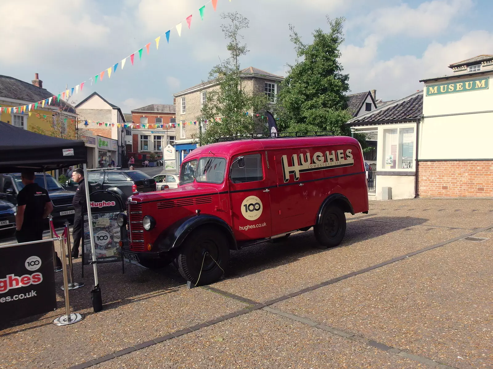 Hughes has a nice old van out on the Market Place, from Sunday Lunch at the Village Hall, Brome, Suffolk - 10th October 2021